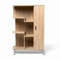 Wooden storage cabinet with open shelves and closed compartment 80 x 40 x 150cm