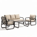 Outdoor metal frame sofa set with cushions in beige color 200 x 80 x 70cm