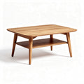 Wooden coffee table with lower shelf in natural finish 80 x 50 x 40cm