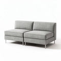 Sofa section in light gray fabric approximately 150 x 80 x 75cm with metal legs