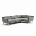 L-shaped sectional sofa in grey fabric with stainless steel legs 250 x 200 x 80cm