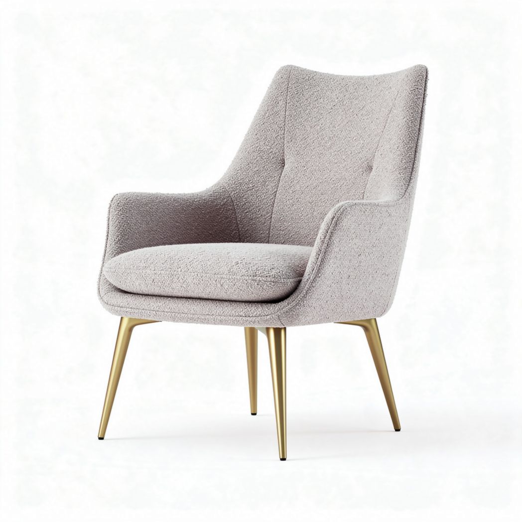 Fabric accent chair with metal legs in light gray 80 x 70 x 90cm